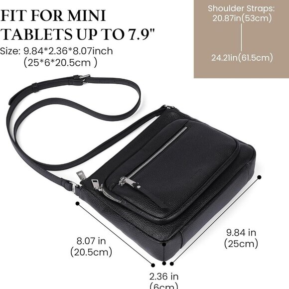 Genuine Leather Crossbody Bags for Women Medium Size RFID Blocking Leather Purse - Picture 5 of 7